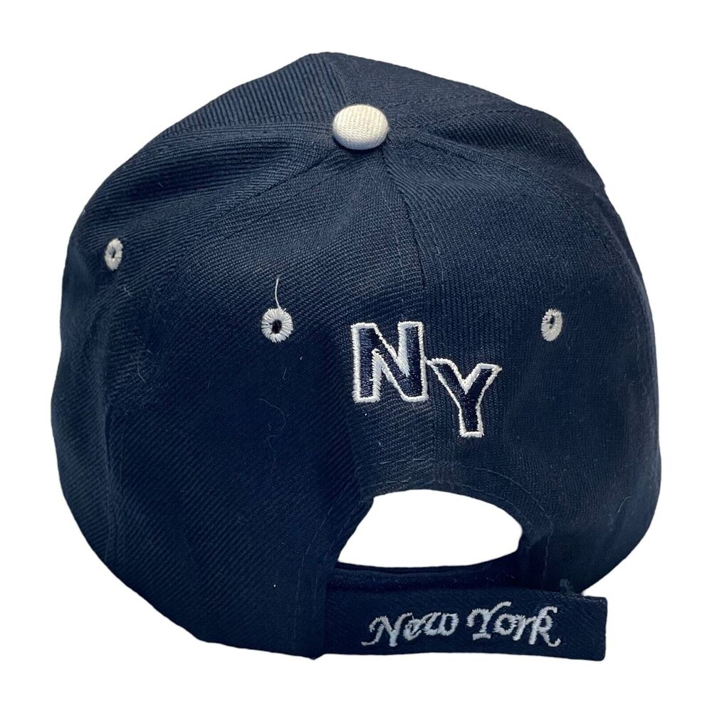 Men's Navy Blue New York Embroidered Adjustable Strapback Baseball Cap One Size - Picture 3 of 5